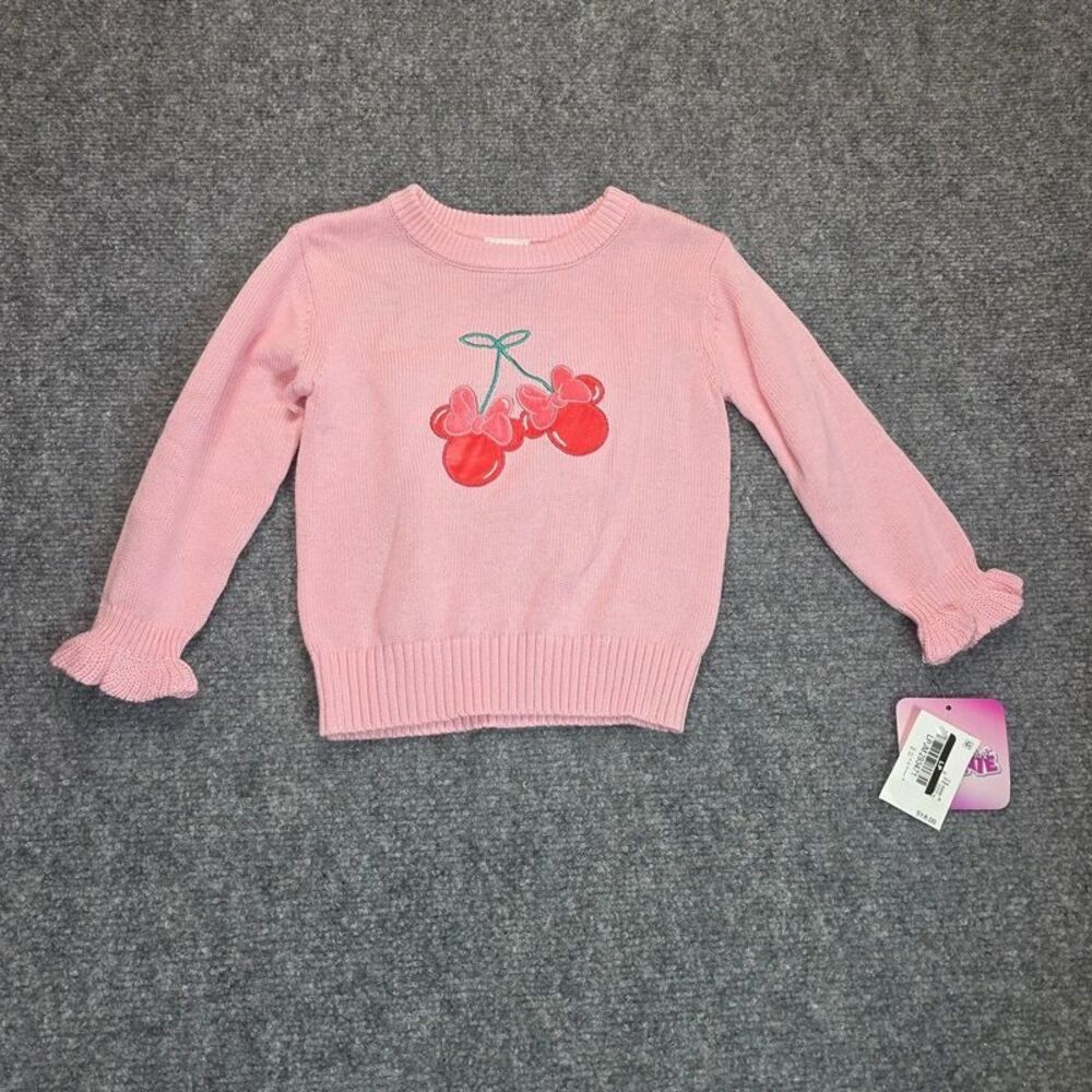 Baby Girls Pink Minnie Mouse Cherry Knit Sweater 12M